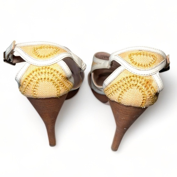 Salvatore Ferragamo Canvas & Leather Platform Sandals | Italy | Size 7 - Picture 7 of 14